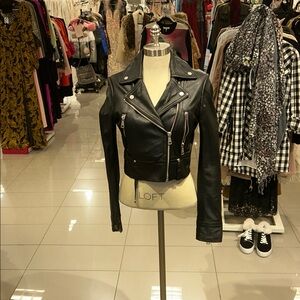 Black Leather Aqua Motorcycle Jacket